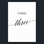 Elegante Black Calligraphy Table Drei Tischnummern<br><div class="desc">Dieser elegante schwarze Kalligrafietisch mit drei Tischnummern eignet sich perfekt für eine Hochzeit. Das neutrale Design besticht durch eine minimalistische Karte,  die mit romantischer und skurriler Typografie dekoriert ist. Die Karte druckt auf der Vorder- und Rückseite (beidseitig). Andere Tischnummern in der Sammlung werden separat verkauft.</div>