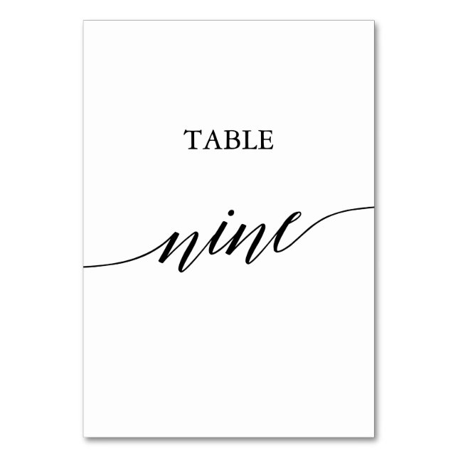 Elegante Black Calligraphy Table Nine Tischnummer (Vorderseite)