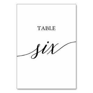 Elegante Black Calligraphy Table Six Tischnummer