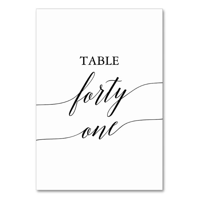 Elegante Black Calligraphy Tischnummer 41 (Vorderseite)