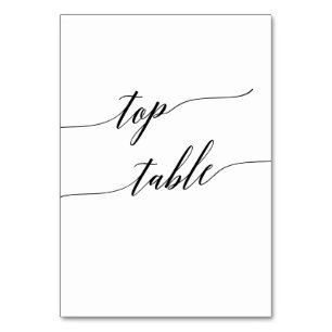 Elegante Black Calligraphy Top-Tischnummer Tischnummer