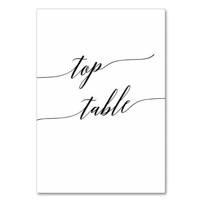 Elegante Black Calligraphy Top-Tischnummer Tischnummer (Vorderseite)