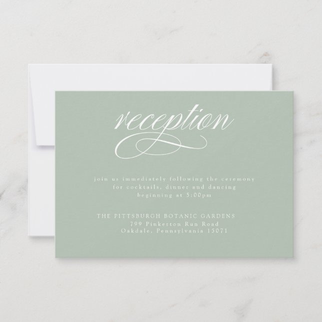 Elegante Black Calligraphy Wedding Reception Card RSVP Karte (Vorderseite)