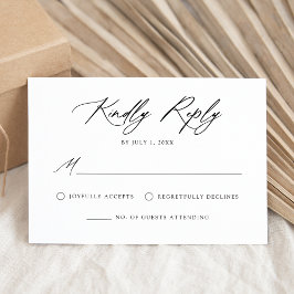 Elegante Black Calligraphy Wedding RSVP Karte