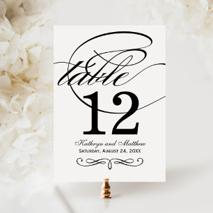 Elegante Black Calligraphy Wedding Tischnummer