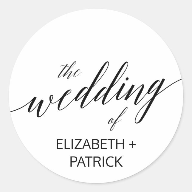 Elegante Black Calligraphy Wedding Umschlag Aufkle Runder Aufkleber (Vorderseite)