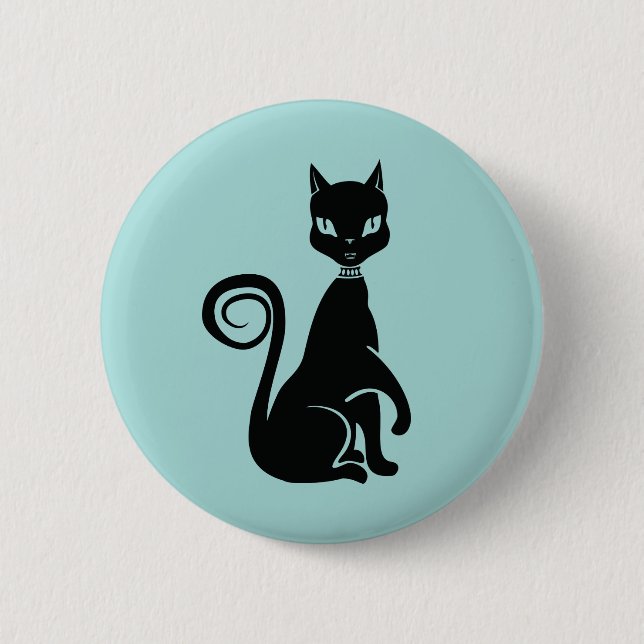 Elegante Black Cat Button (Vorderseite)