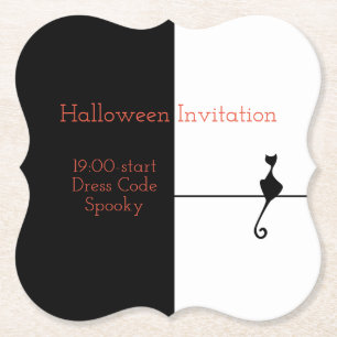 Elegante Black Cat Halloween Einladung Untersetzer