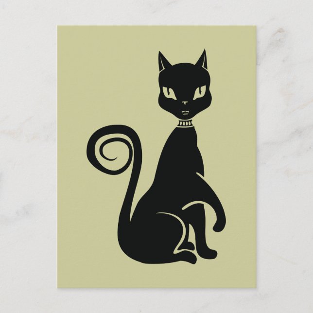 Elegante Black Cat Postkarte (Vorderseite)
