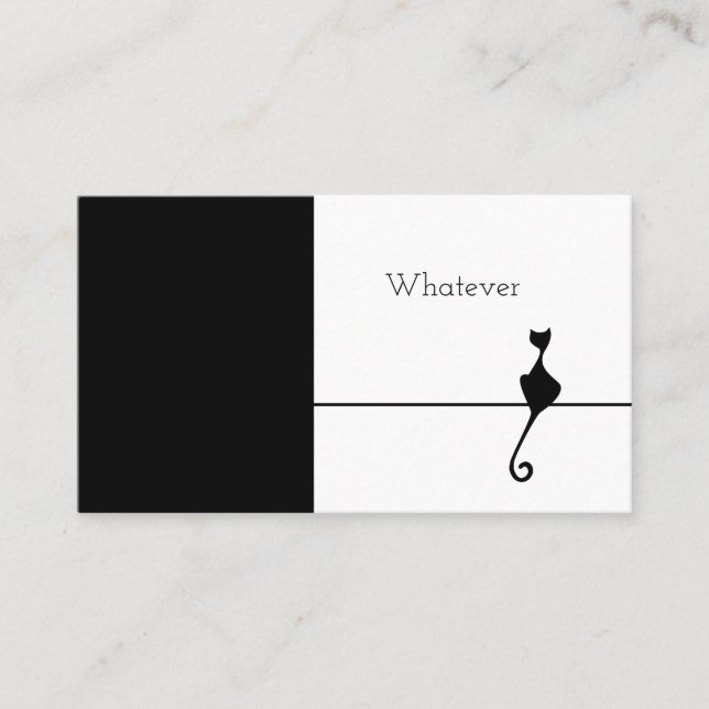 Elegante Black Cat Visitenkarte (Vorderseite)