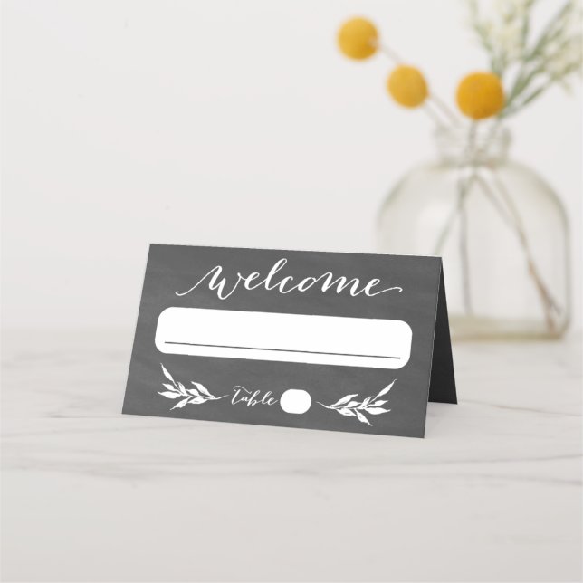 Elegante Black Chalkboard Hochzeiten Platzkarten (Vorderseite)