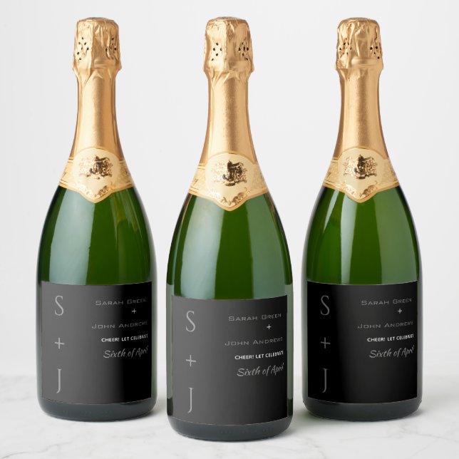 Elegante Black Cheer Celebration Wedding Flasche (Flaschen)