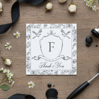Elegante Black Chinoiserie Bird & Wappen Wedding