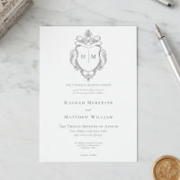 Elegante Black Chinoiserie Bird & Wappen Wedding