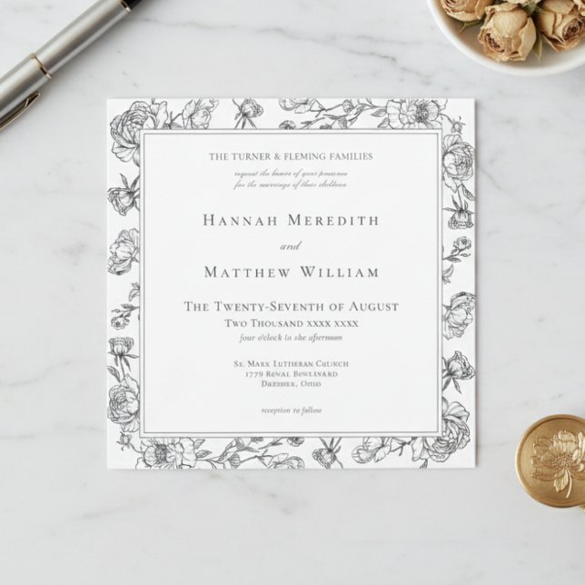 Elegante Black Chinoiserie Bird & Wappen Wedding Einladung (Von Creator hochgeladen)