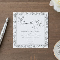 Elegante Black Chinoiserie Bird & Wappen Wedding