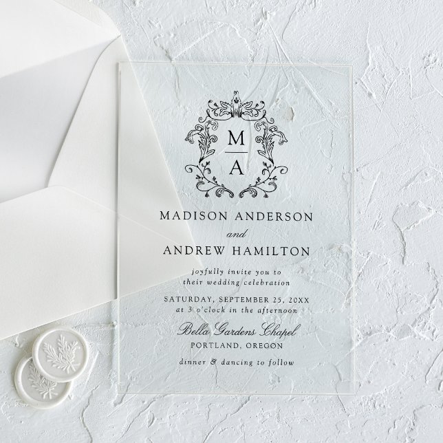 Elegante Black Chinoiserie Viktorianische Blumenho Acryleinladungen (Von Creator hochgeladen)