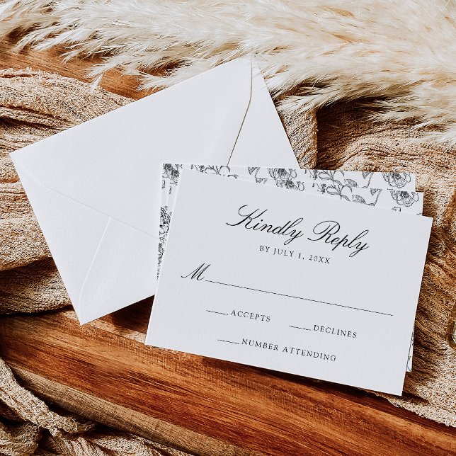 Elegante Black Chinoiserie Viktorianische Blumenho RSVP Karte (Von Creator hochgeladen)