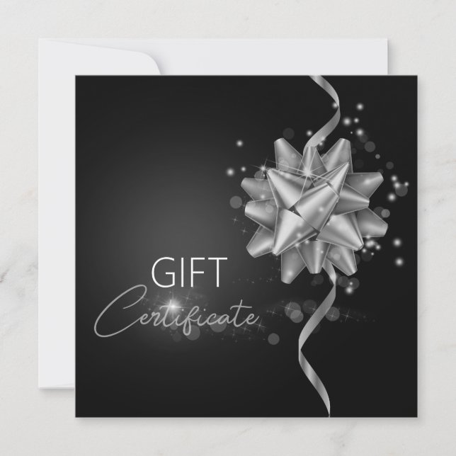 Elegante Black Classy Luminous Silver Bow Geschenk (Vorderseite)