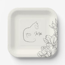 Elegante Black & Cream Cat Lover Baby Dusche