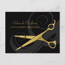 Elegante Black Curls Imitats Gold Scheren Ernennun Postkarte