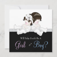 Elegante Black Damask Gender Reveal Dusche