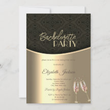 Elegante Black Damask Gold Bachelorette