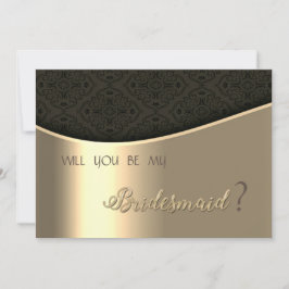 Elegante Black Damask Gold Bridesmaid Card Einladung