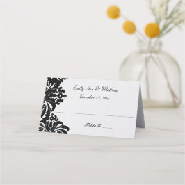 Elegante Black Damask Hochzeit-Platzkarten Platzkarte