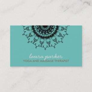 Elegante Black Damask Swirl Yoga Heilung Gesundhei Visitenkarte