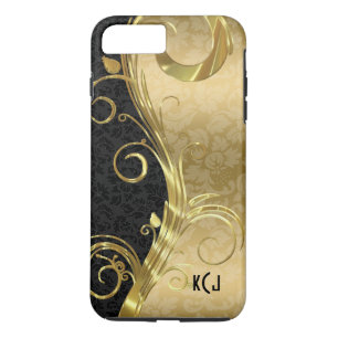 Elegante Black Damaskas Gold Wirbel Case-Mate iPhone Hülle