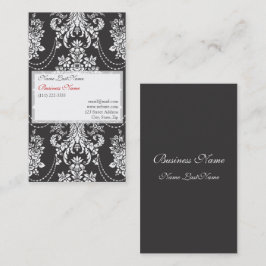 Elegante Black Floral Damask Business Card Visitenkarte