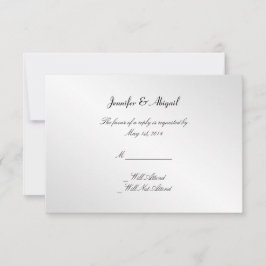 Elegante Black Floral Gay Wedding Response Card RSVP Karte