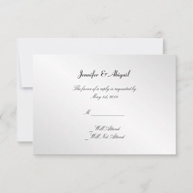 Elegante Black Floral Gay Wedding Response Card RSVP Karte (Vorderseite)