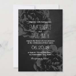Elegante Black Floral Vintage Hochzeit Einladung