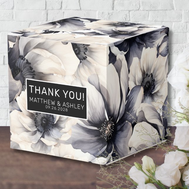Elegante Black Floral Wedding Geschenkschachtel (Elegant Black Floral Wedding Favor Boxes)
