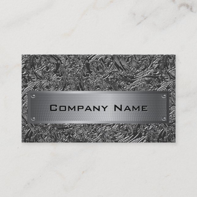 Elegante Black Foil Silver Plate Business Card Visitenkarte (Vorderseite)