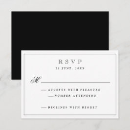 Elegante Black Formal Wedding RSVP Card Karte