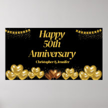 Elegante Black&gold 50-jährige Party-Plakate