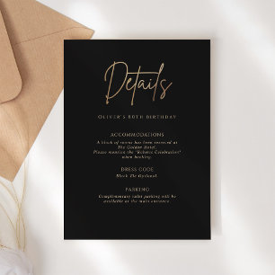 Elegante Black Gold 80. Geburtstag Details Karte
