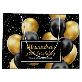 Elegante Black Gold Ballon Geburtstag Große Geschenktüte