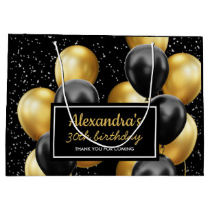 Elegante Black Gold Ballon Geburtstag Große Geschenktüte