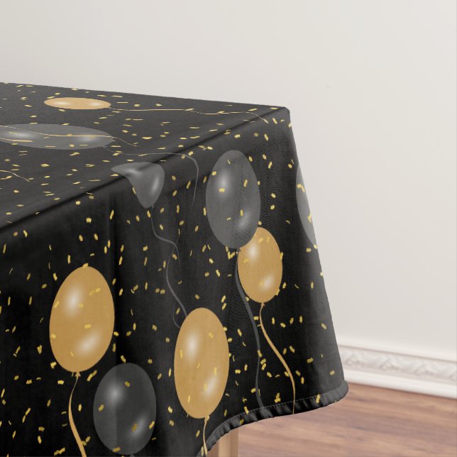 Elegante Black & Gold Ballons Tischdecke (Beispiel)