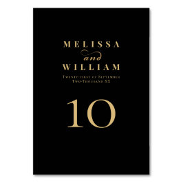 Elegante Black Gold Bride & Groom Wedding Tischnummer
