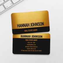 Elegante Black & Gold Brushed Metal Business Card