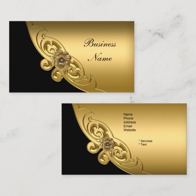 Elegante Black Gold Business Card Visitenkarte (Vorne/Hinten)
