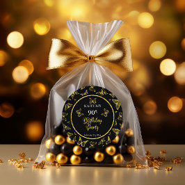 Elegante Black Gold Butterflies 90. Geburtstagspar Runder Aufkleber