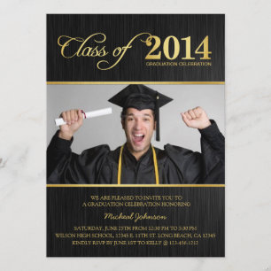 Elegante Black & Gold Class 2014 Abschluss Einladung