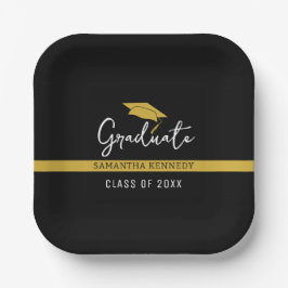 Elegante Black & Gold Class 2025 Graduation Cap Pappteller