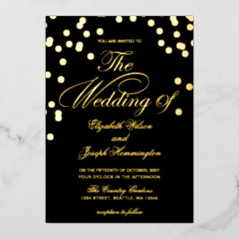 Elegante Black Gold Confetti Wedding Folieneinladung